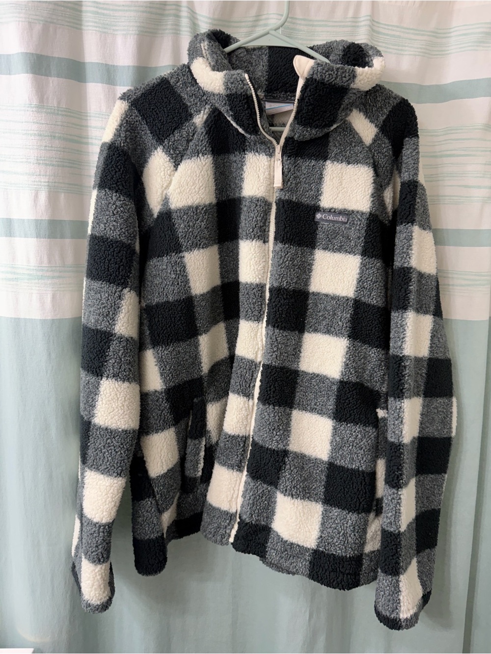Columbia checkered Sherpa zip up